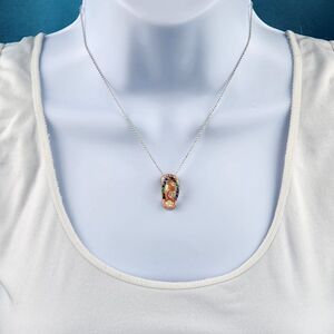 🔸️Silver Plated Chain & Rhinestone & Floral Flip Flop Pendant Necklace